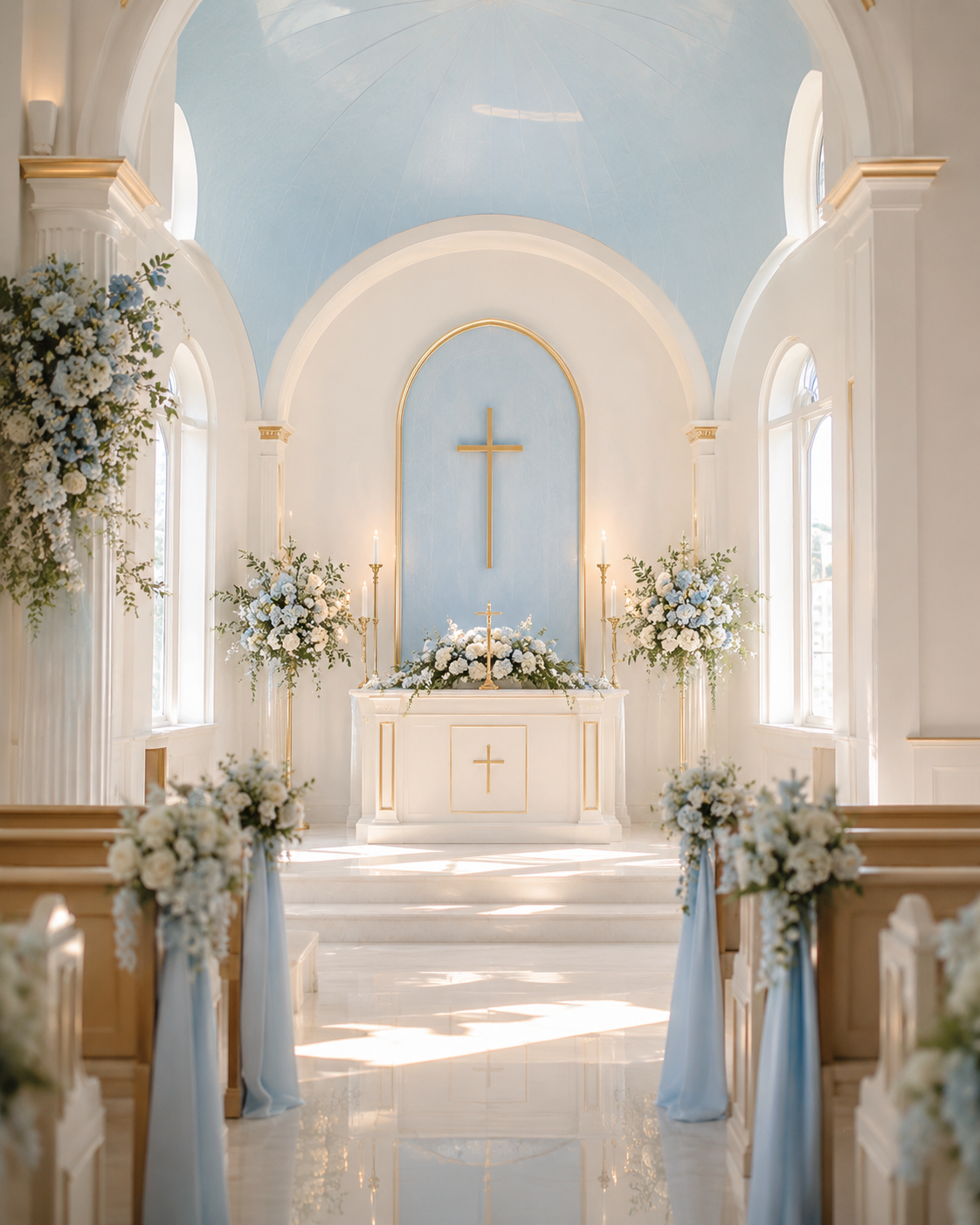Ambiente solemne y elegante en iglesia